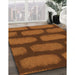 Patterned Neon Orange Rug in Family Room, pat2955org