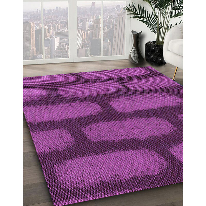 Patterned Dark Magenta Purple Rug in Family Room, pat2955pur