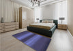 Patterned Blue Rug in a Bedroom, pat2956blu