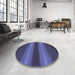 Round Patterned Blue Rug in a Office, pat2956blu