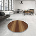 Round Patterned Dark Bisque Brown Rug in a Office, pat2956brn