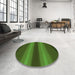 Round Patterned Dark Lime Green Rug in a Office, pat2956grn