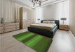 Patterned Dark Lime Green Rug in a Bedroom, pat2956grn