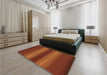 Patterned Orange Red Orange Rug in a Bedroom, pat2956org