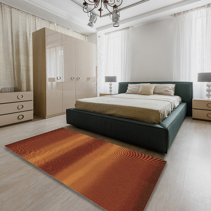 Patterned Orange Red Orange Rug in a Bedroom, pat2956org