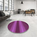 Round Patterned Crimson Purple Rug in a Office, pat2956pur