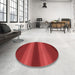 Round Patterned Red Rug in a Office, pat2956rd