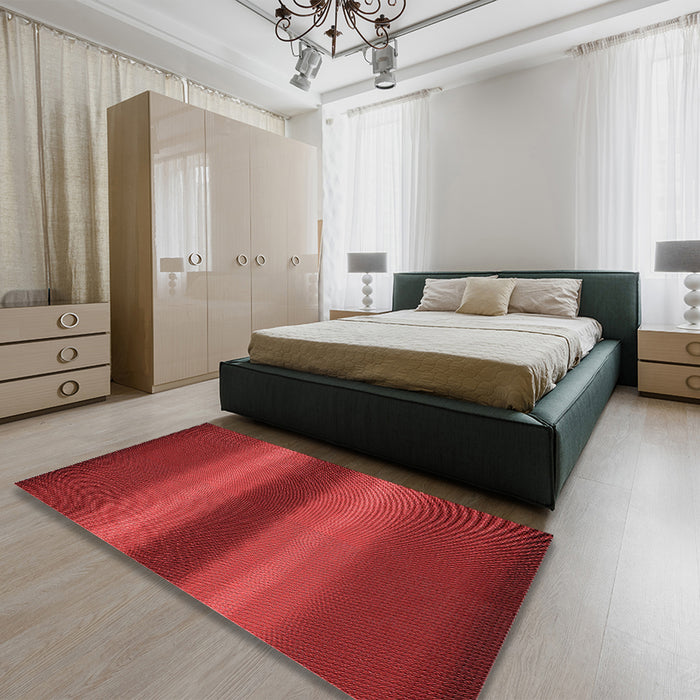 Patterned Red Rug in a Bedroom, pat2956rd