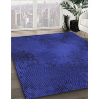 Patterned Cobalt Blue Rug, pat2957blu