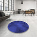 Round Patterned Cobalt Blue Rug in a Office, pat2957blu