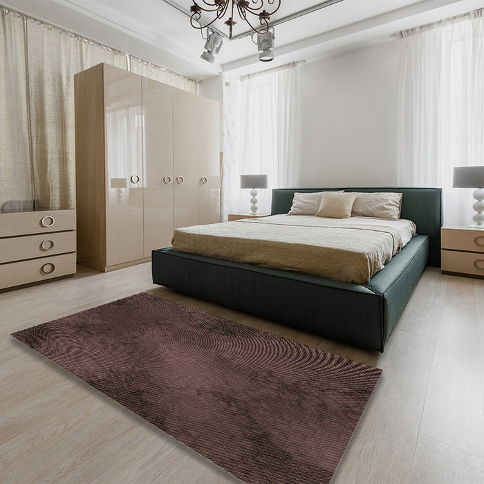Patterned Burgundy Brown Rug in a Bedroom, pat2957brn