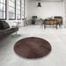 Round Patterned Burgundy Brown Rug in a Office, pat2957brn