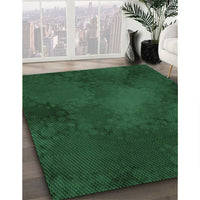 Patterned Dark Forest Green Rug, pat2957grn