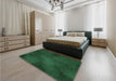 Patterned Dark Forest Green Rug in a Bedroom, pat2957grn