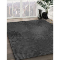 Patterned Charcoal Black Rug, pat2957gry