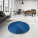 Round Patterned Blue Rug in a Office, pat2957lblu