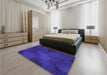 Patterned Cobalt Blue Rug in a Bedroom, pat2957pur