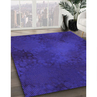 Patterned Cobalt Blue Rug, pat2957pur