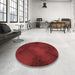 Round Patterned Dark Red Rug in a Office, pat2957rd