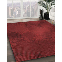 Patterned Dark Red Rug, pat2957rd