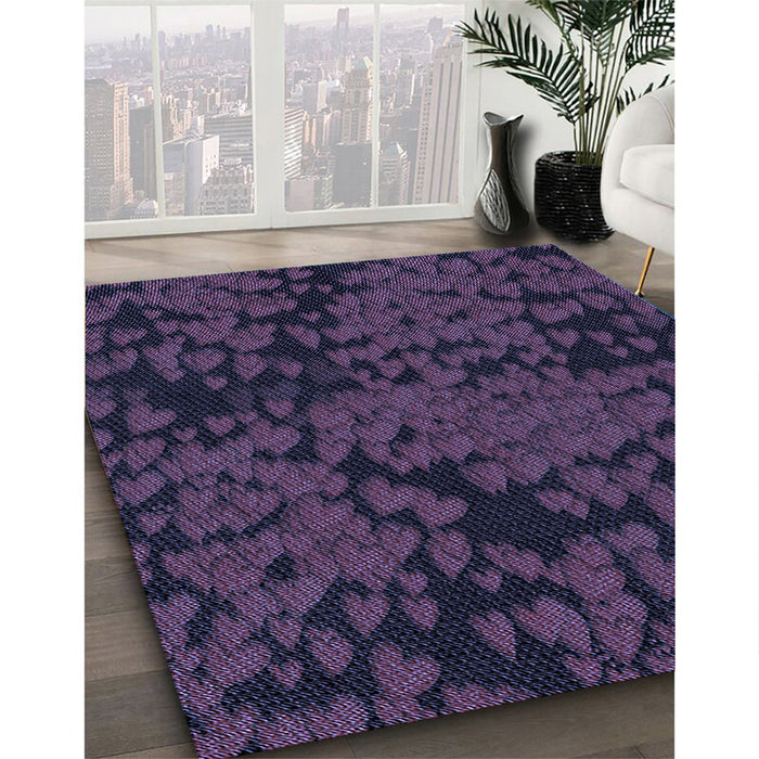 Machine Washable Transitional Deep Purple Rug in a Family Room, wshpat2958blu
