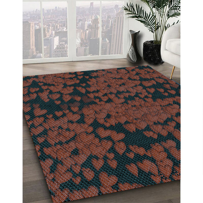 Machine Washable Transitional Coffee Brown Rug in a Family Room, wshpat2958lblu