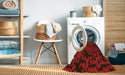 Machine Washable Transitional Saffron Red Rug in a Washing Machine, wshpat2958org