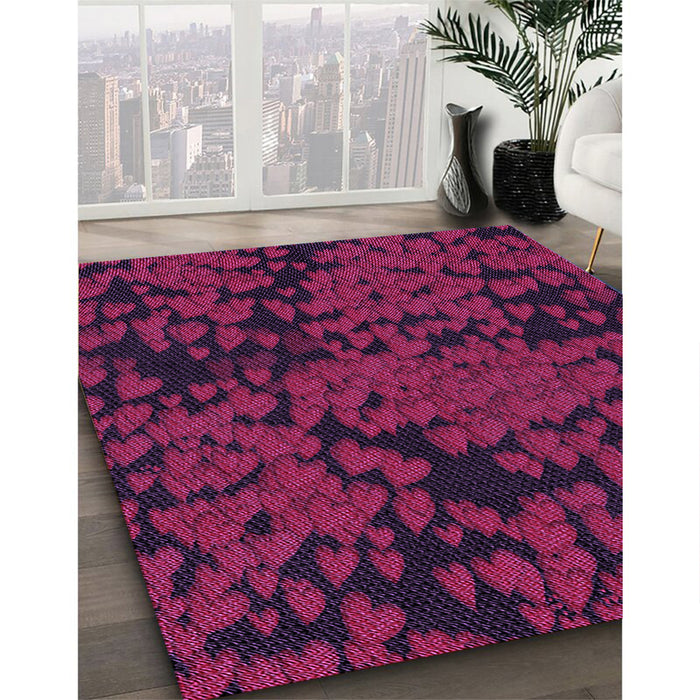 Machine Washable Transitional Raspberry Red Rug in a Family Room, wshpat2958pur