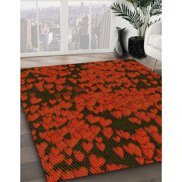 Machine Washable Transitional Saffron Red Rug in a Family Room, wshpat2958yw