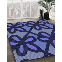 Patterned Midnight Blue Rug, pat2959blu