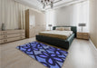 Patterned Midnight Blue Rug in a Bedroom, pat2959blu