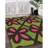 Patterned Dark Scarlet Red Rug, pat2959brn