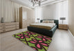 Patterned Dark Scarlet Red Rug in a Bedroom, pat2959brn