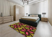 Patterned Deep Red Rug in a Bedroom, pat2959org