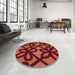 Round Patterned Maroon Red Rug in a Office, pat2959rd