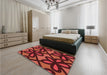 Patterned Maroon Red Rug in a Bedroom, pat2959rd