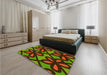 Patterned Red Red Rug in a Bedroom, pat2959yw