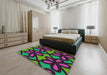 Patterned Dark Purple Modern Rug in a Bedroom, pat2959