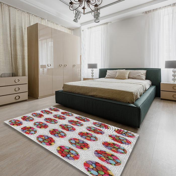 Patterned Chestnut Brown Novelty Rug in a Bedroom, pat295