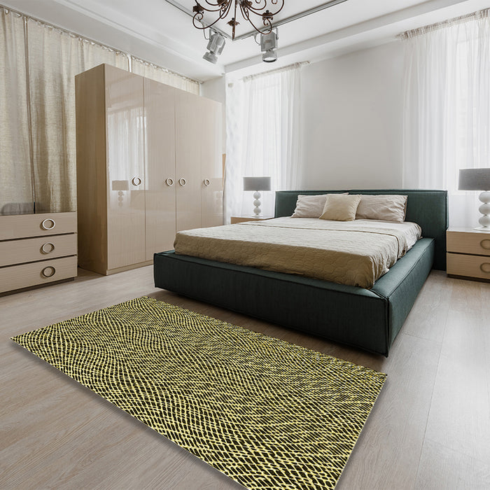 Patterned Midnight Gray Rug in a Bedroom, pat296yw