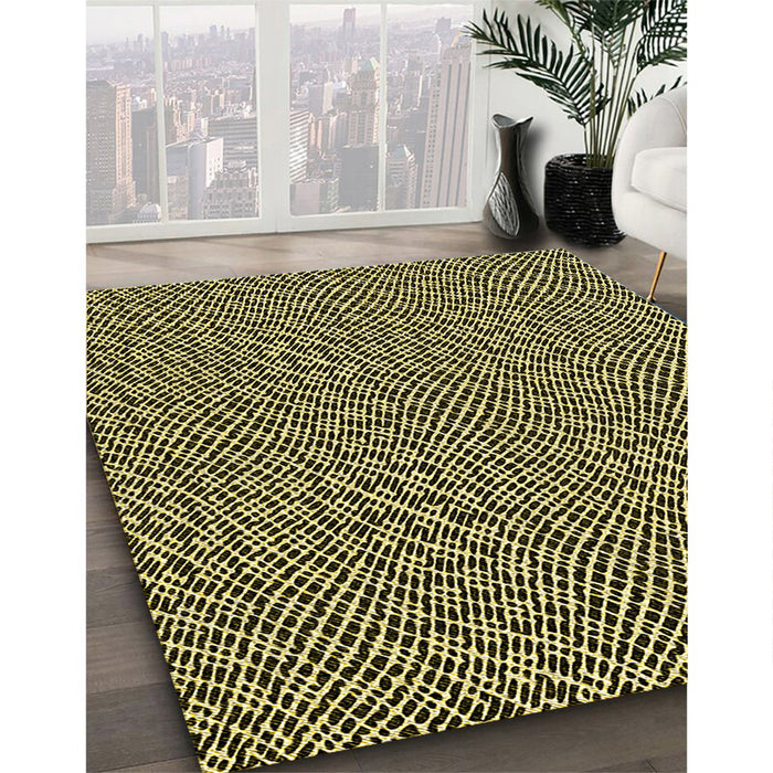 Patterned Midnight Gray Rug in Family Room, pat296yw