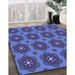 Patterned Sky Blue Rug in Family Room, pat2960blu