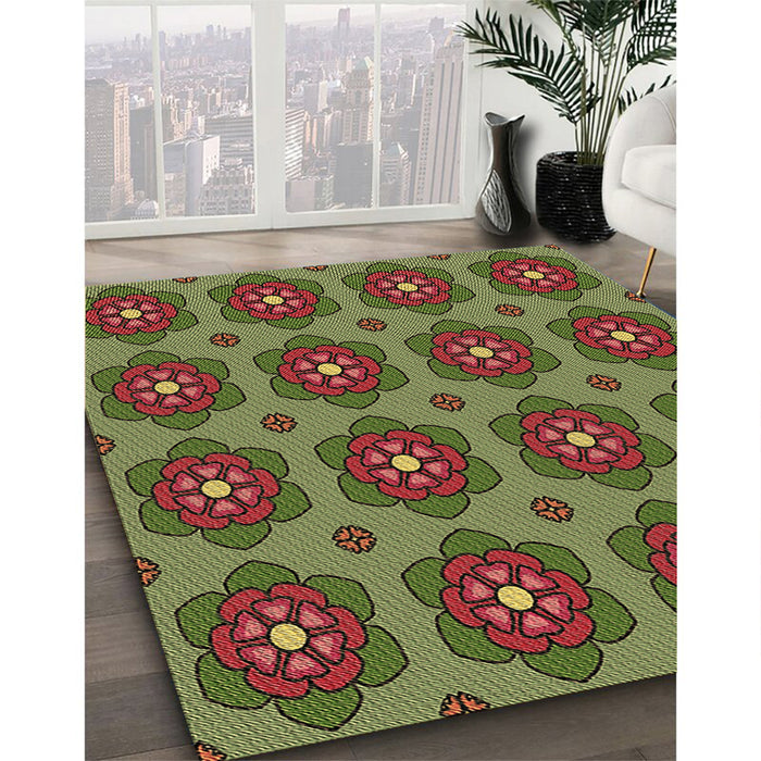 Patterned Red Brown Rug in Family Room, pat2960brn