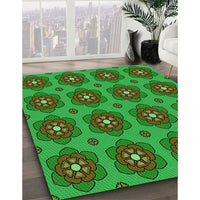 Patterned Lime Green Rug, pat2960grn