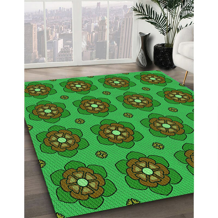 Patterned Lime Green Rug in Family Room, pat2960grn