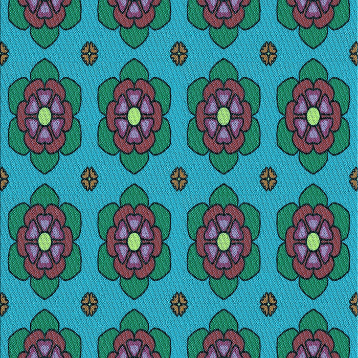 Patterned Dark Turquoise Green Rug, pat2960lblu