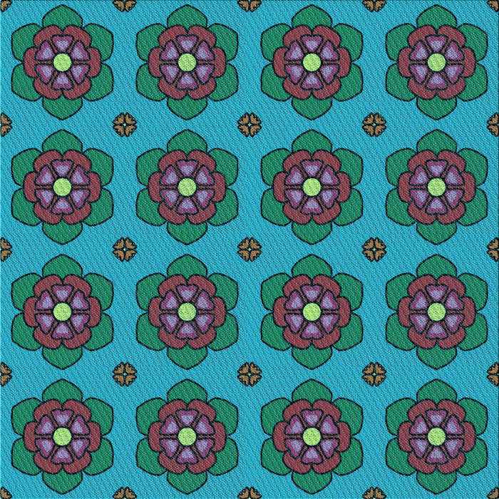 Round Patterned Dark Turquoise Green Rug, pat2960lblu