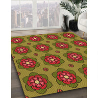 Patterned Saffron Red Rug, pat2960org