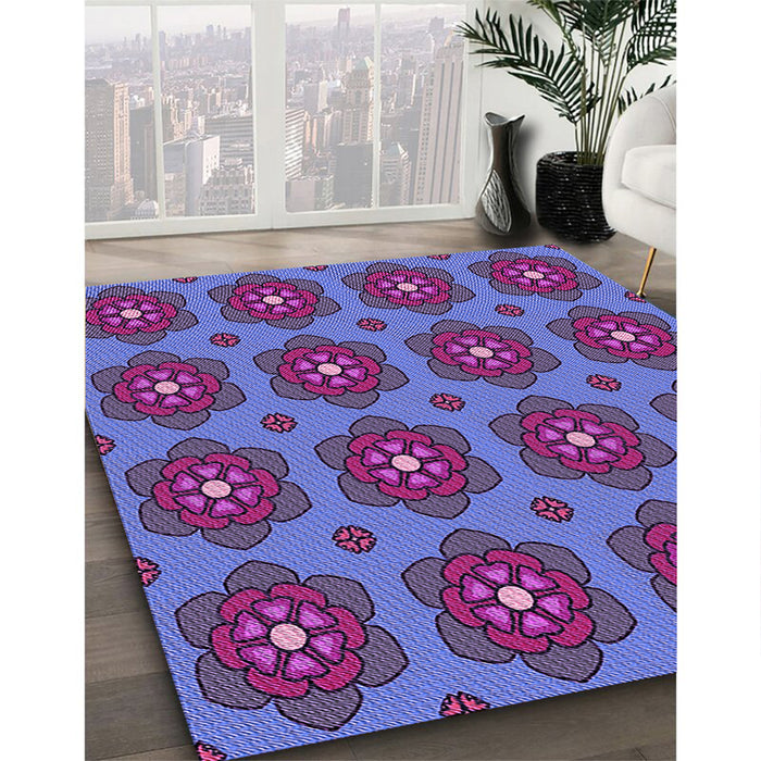 Patterned Dark Magenta Purple Rug in Family Room, pat2960pur