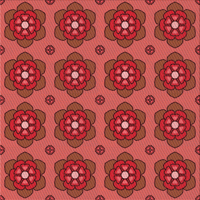 Round Patterned Red Rug, pat2960rd